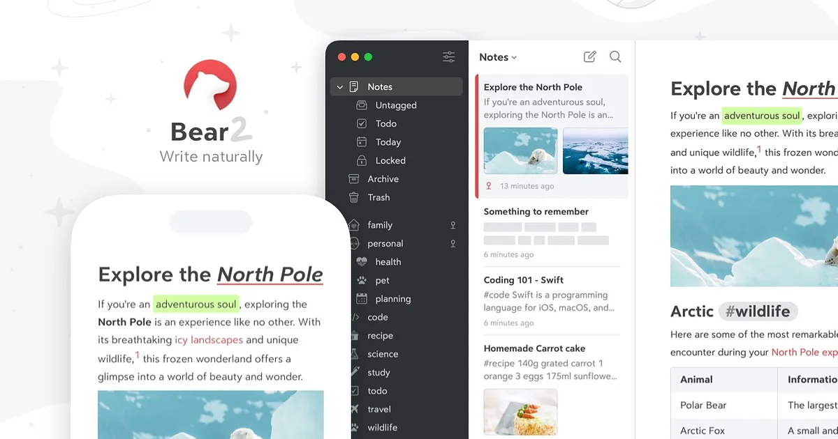 Bear app preview