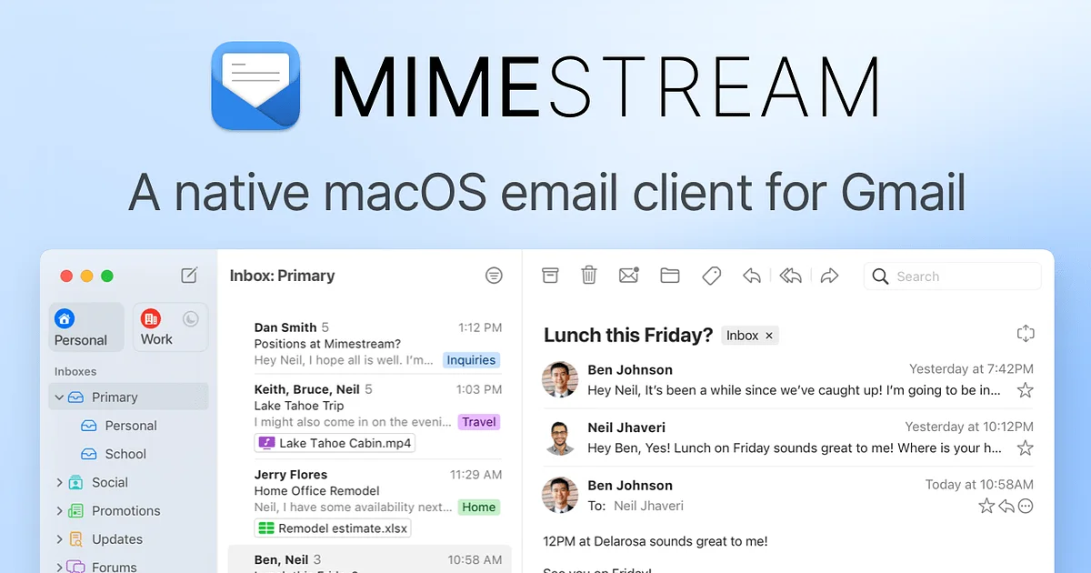 Mimestream app preview