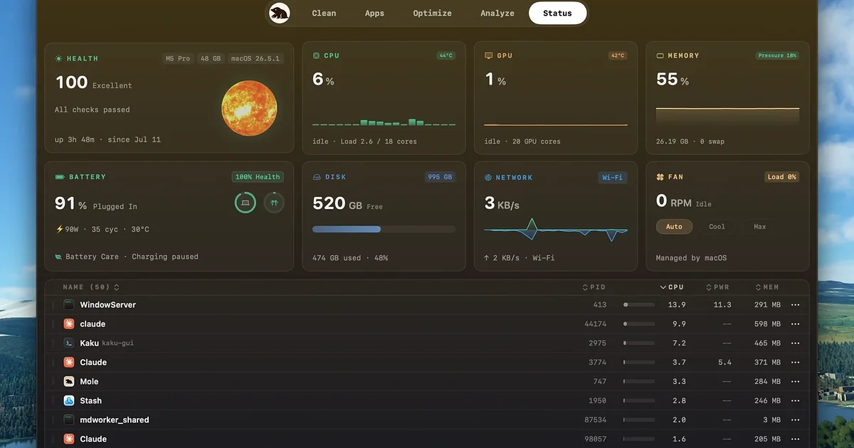 Mole app preview