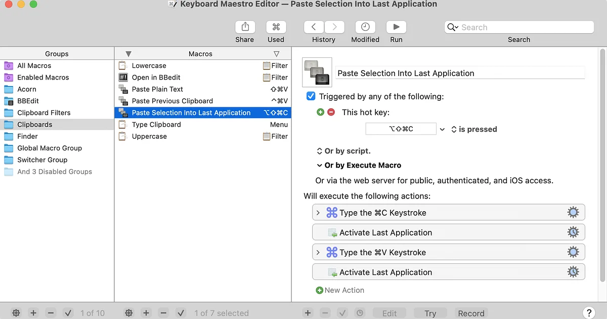 Keyboard Maestro app preview