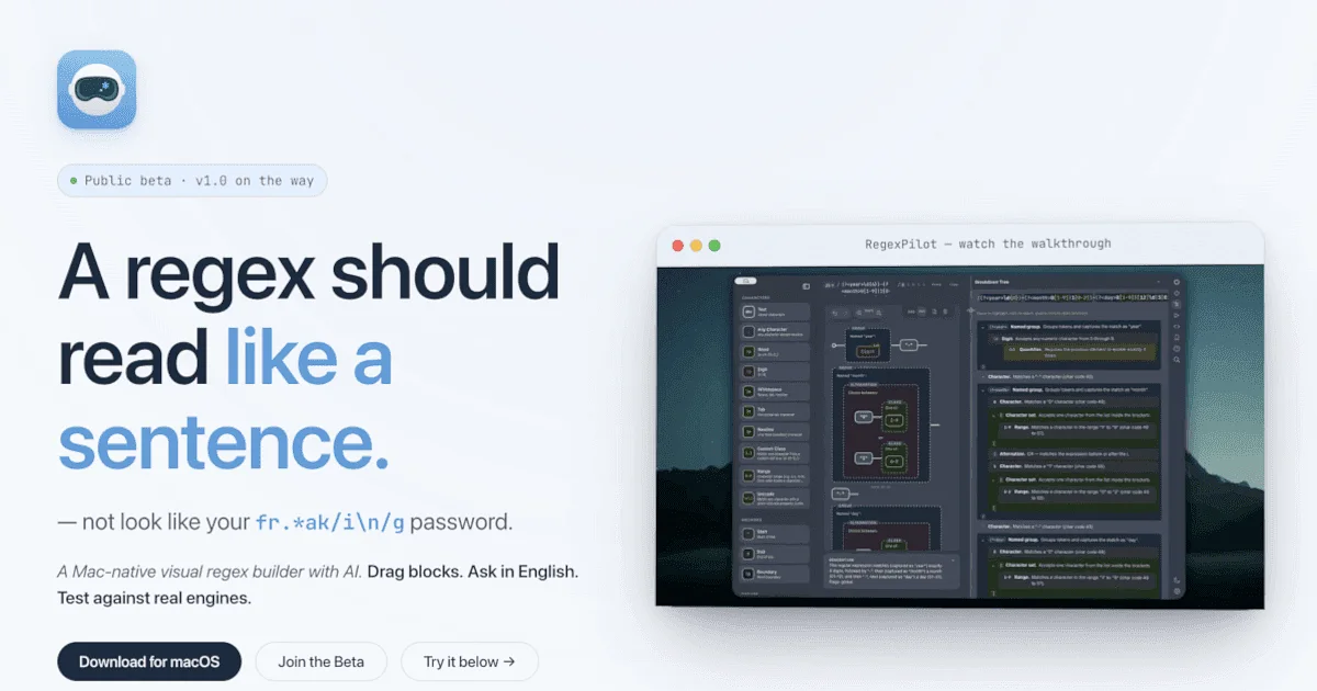 RegexPilot app preview